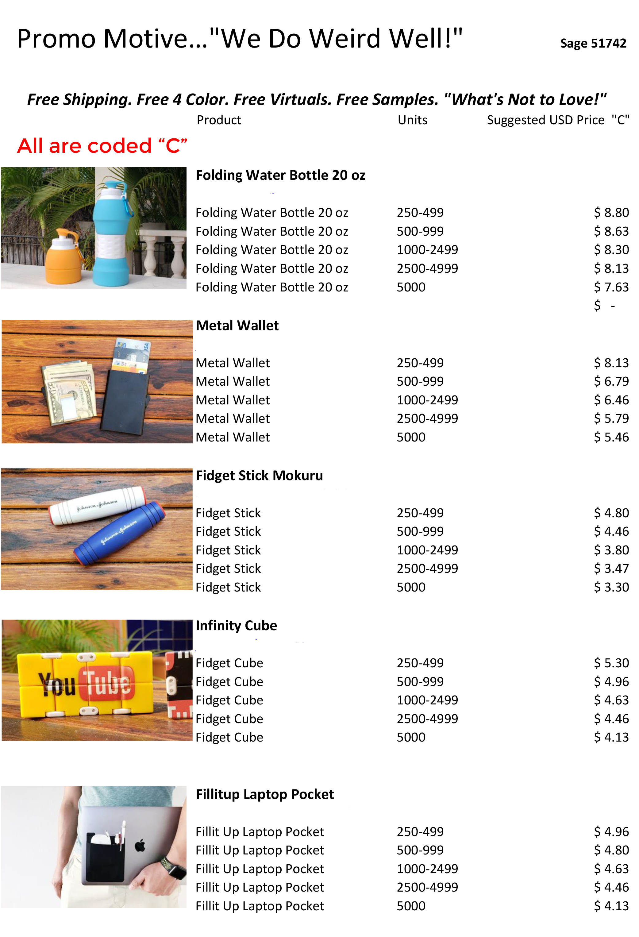 Factory direct promotional product coded prices. Bulk wholesale promotional products. Page 3