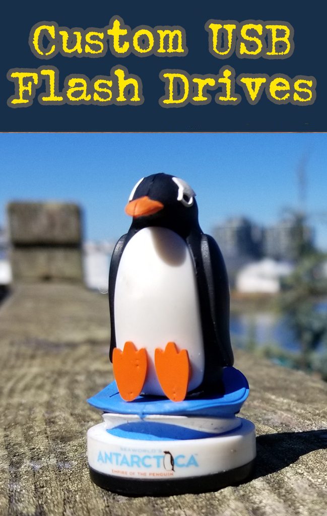 Penguin custom shaped flash drive.