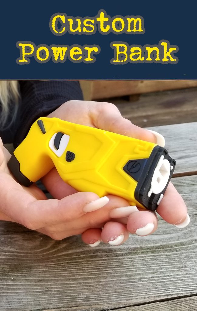 Taser shaped custom power bank portable 3D battery charger.